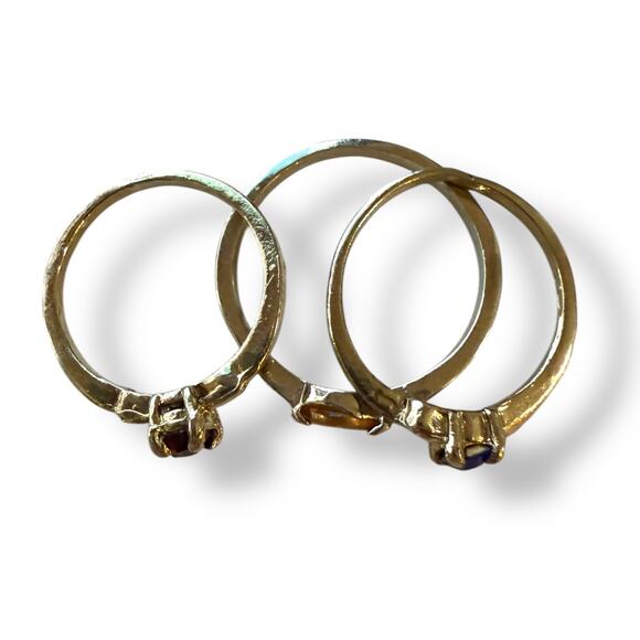 Silver 3 Multi Finger Ring Lot With Gemstones Size 6 and 9 - Picture 3 of 3